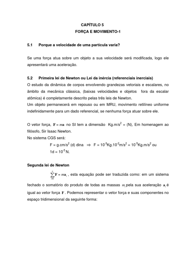Exercícios sobre as Leis de Newton | PDF | Leis do Movimento de Newton ...