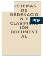 SISTEMAS DE ORDENACIÓN Y CLASIFICACIÓN DOCUMENTAL