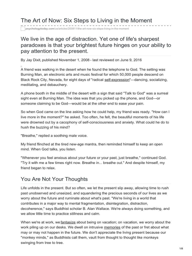 The Art of Now Six Steps To Living in The Moment | PDF | Mindfulness ...