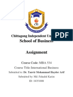 School of Business Assignment: Chittagong Independent University