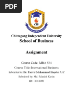 School of Business Assignment: Chittagong Independent University