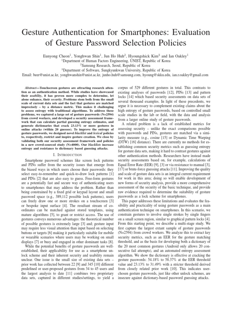 Gesture Authentication Security Analysis | PDF | Password | Markov Chain