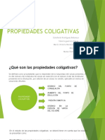 Propiedades coligativas: Disminución del punto de congelación, aumento del punto de ebullición y presión osmótica