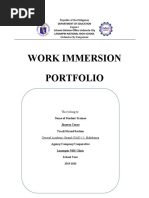 Work Immersion Portfolio: Department of Education Schools Division Office Urdaneta City Lananpin National High School