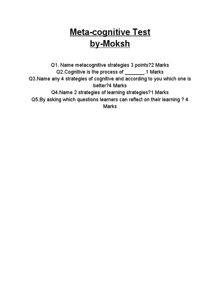 Meta-Cognitive Test | PDF