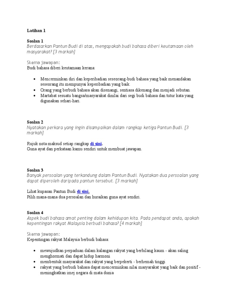 Latihan 1 Pantun Budi Pdf