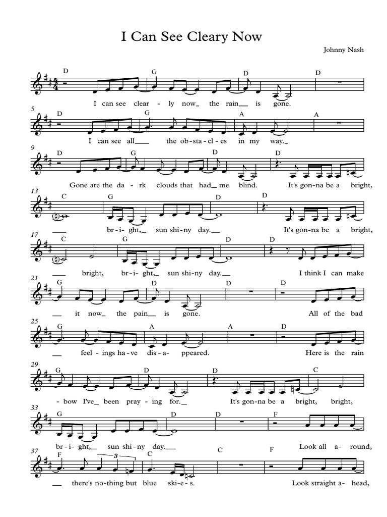 I Can See Cleary Now Vocals PDF