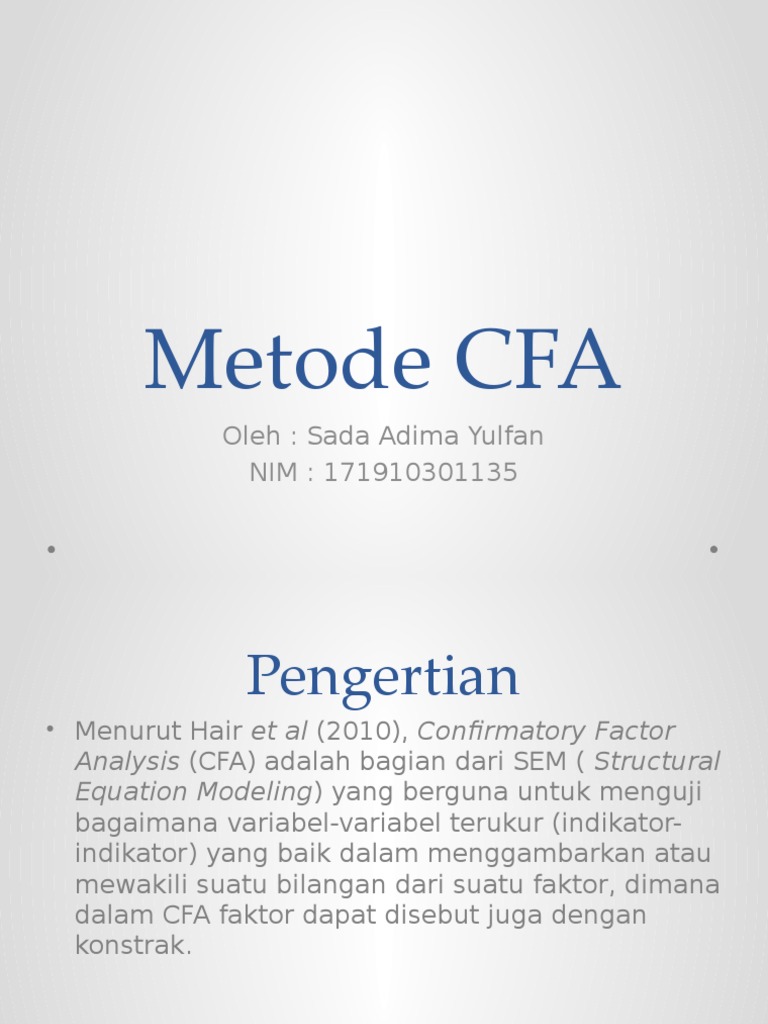 Metode CFA dalam Analisis Faktor | PDF | Teknologi & Rekayasa