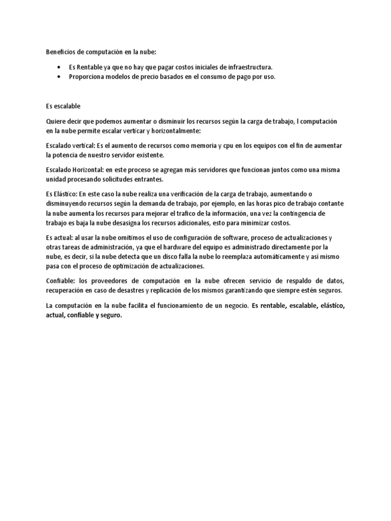Beneficios de Computación en La Nube | PDF