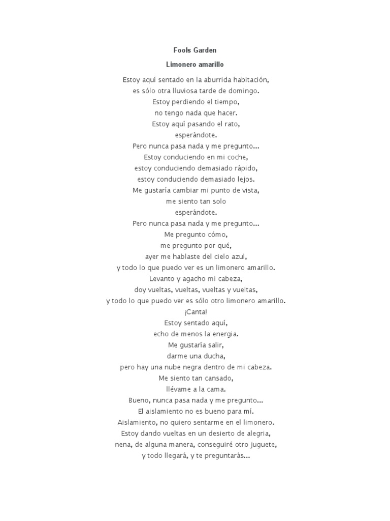 Fools Garden Yellow Lemon Tree PDF Música grabada Science