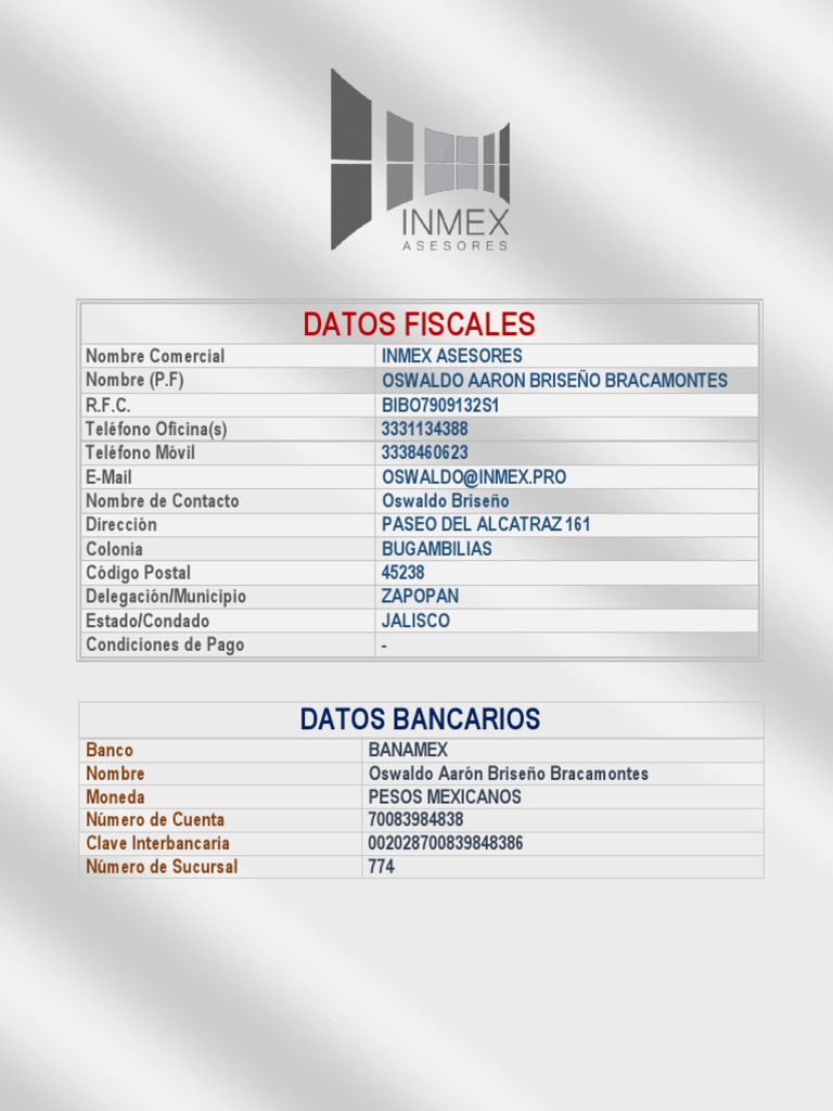 Informacion para ALTA INMEX 2020 | PDF