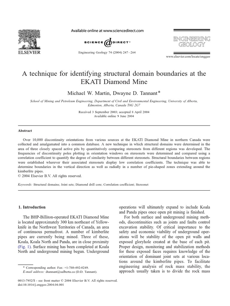 Identifying Structural Domains at EKATI Mine | PDF | Correlation And ...