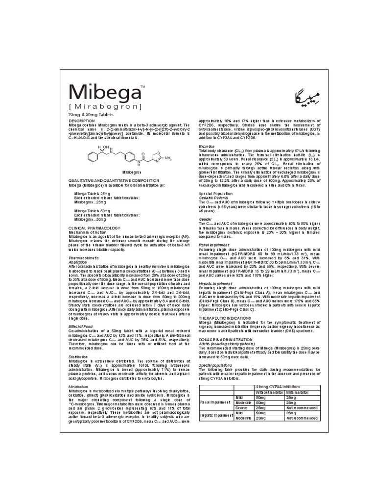 Mibega Range Leaflet Folded Dose Biochemistry Chemistry