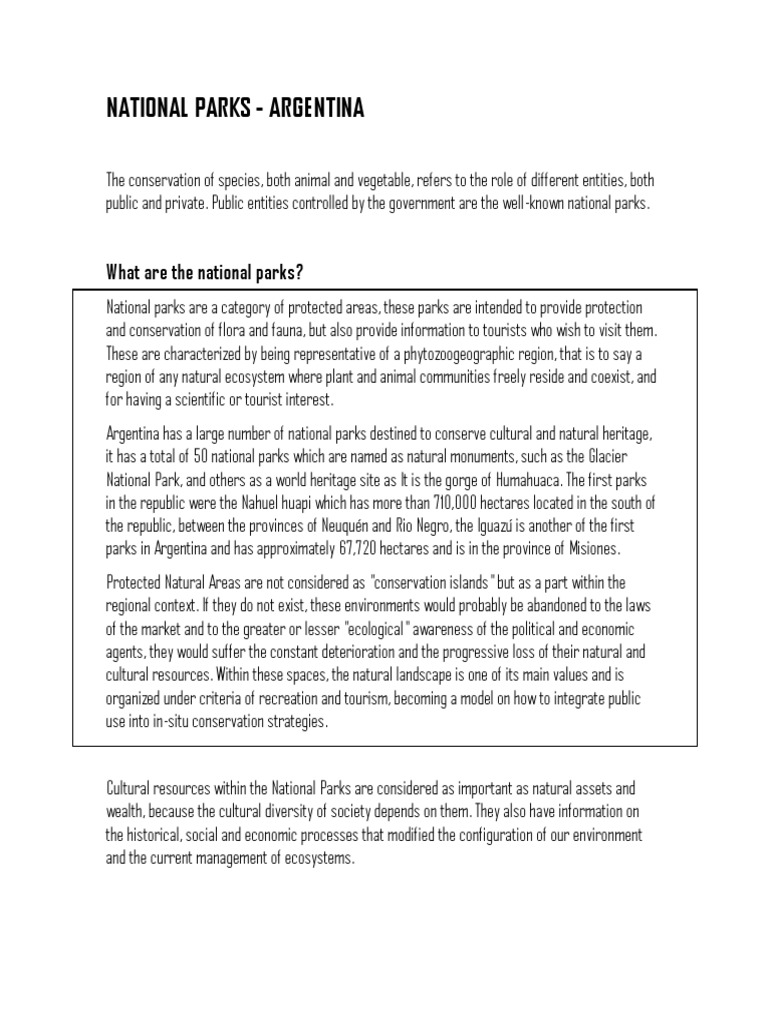 Argentina's National Parks | PDF | Conservation Biology | Protected Area