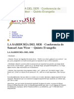 LA SABIDURÍA DEL SER Conferencia de Samael Aun Weor Quinto Evangelio