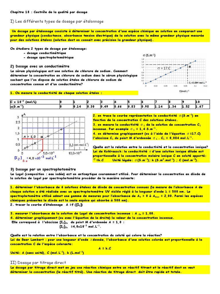 Dosage par Étalonnage et Titrage | PDF | Titrage | Chimie