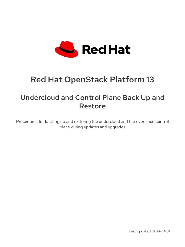 Red Hat Openstack Platform 13: Undercloud and Control Plane Back Up and ...