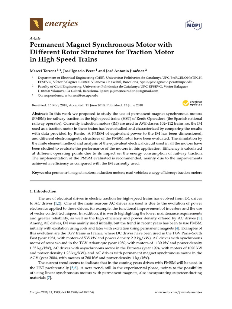 Energies: Permanent Magnet Synchronous Motor With Different Rotor ...