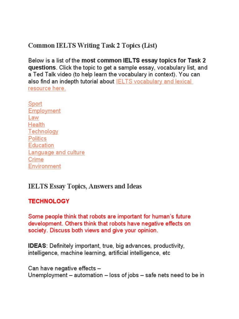 common essay topics list