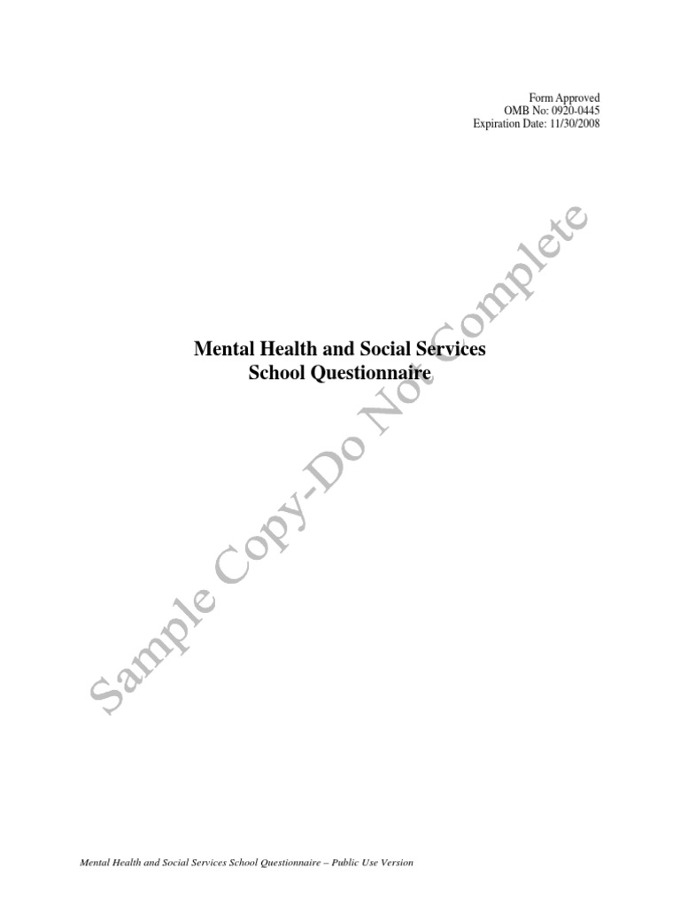 School Mental Health Services Survey | PDF | Substance Abuse | Mental ...