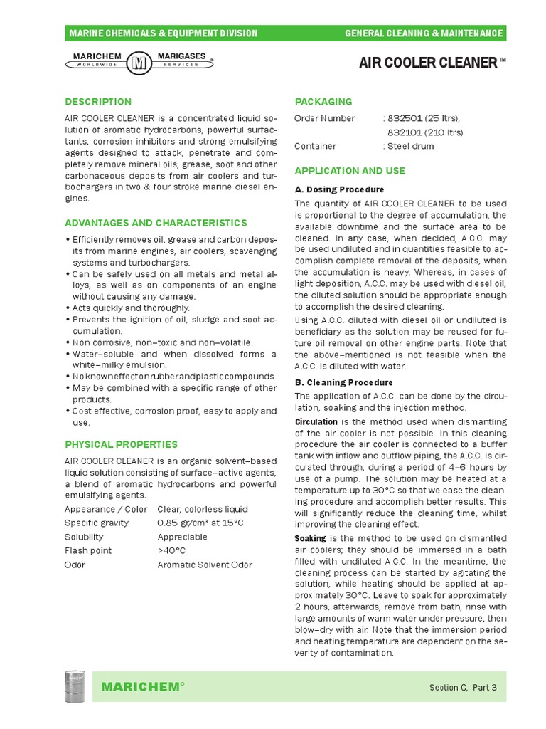 Air Cooler Cleaner PDF Solution Solubility