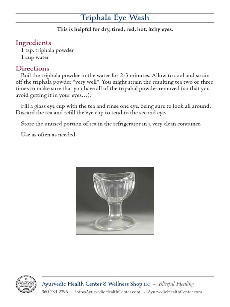Triphala Eye Wash Recipe and Benefits | PDF