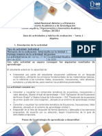 Guia de Actividades y Rúbrica de Evaluación - Tarea 1 - Algebra