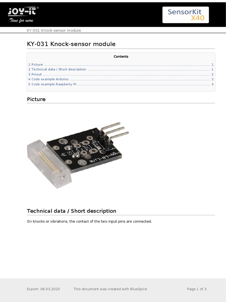 KY-031 Knock-Sensor Module | PDF | Sensor | Computer Engineering