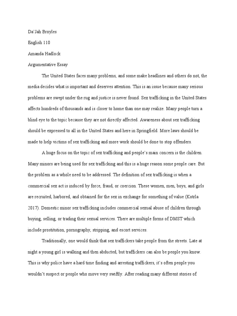 argumentative essay about sex trafficking