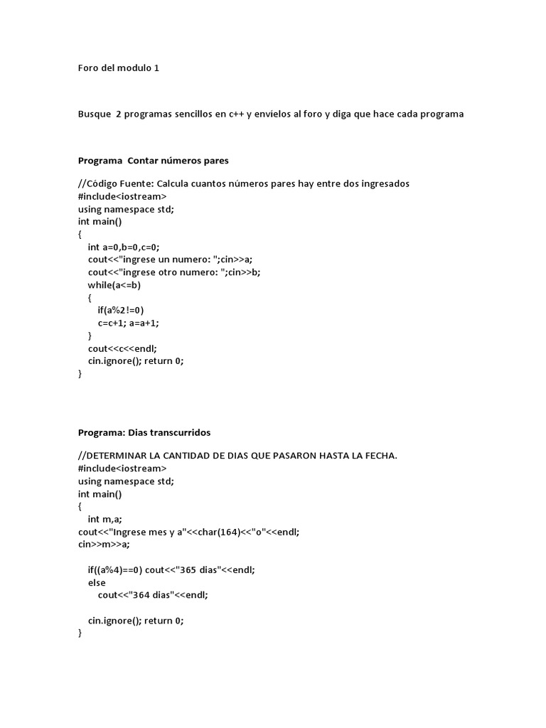 Programas Sencillos en C++ | PDF | C ++ | Programación de computadoras