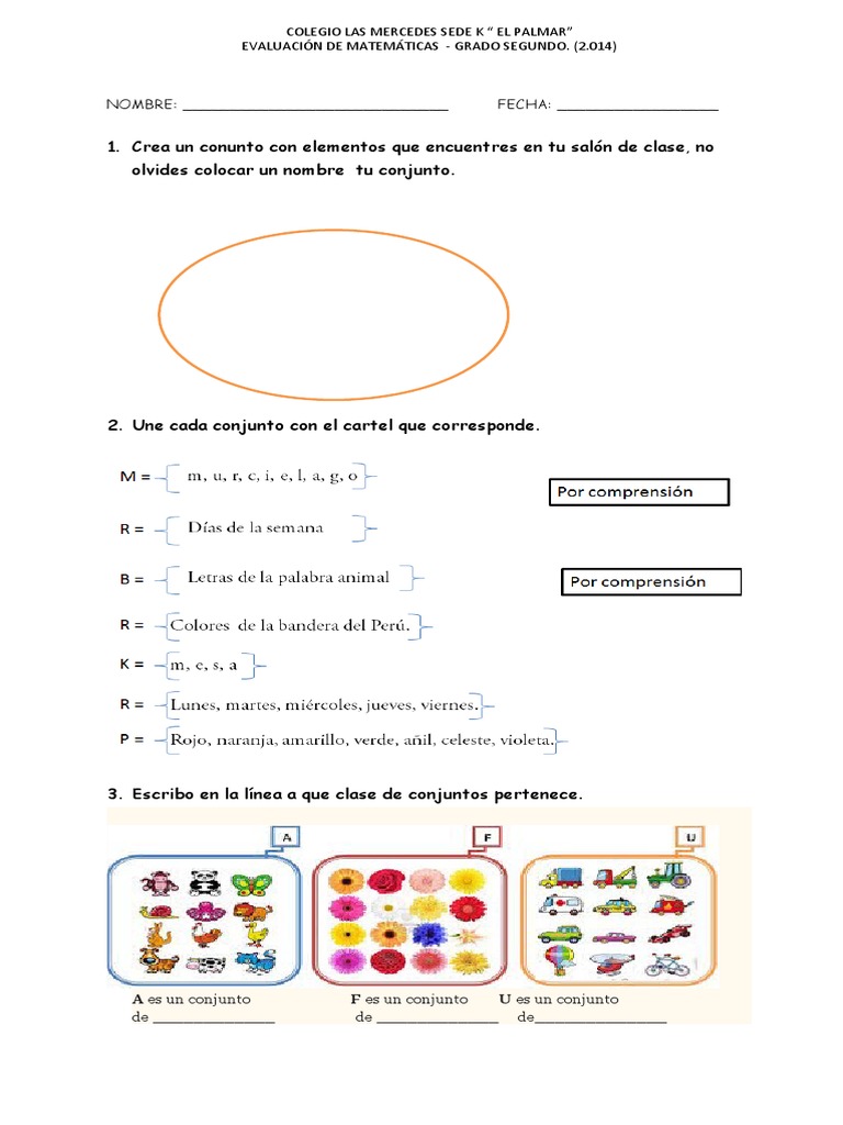 Ejercicio De Conjuntos Para Segundo Grado De Primaria Segundo Grado