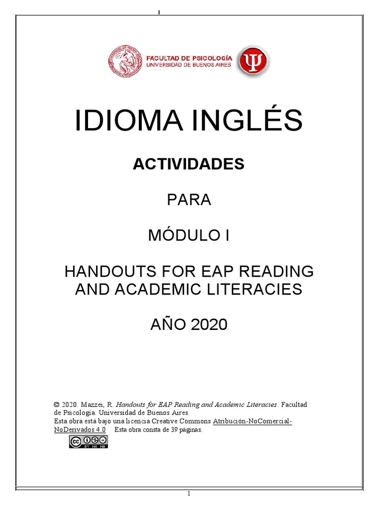 Ingles Modulo 1 2020 Actividades para El Alumnos | PDF | Aprendizaje ...