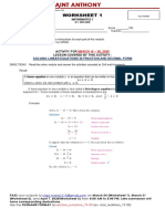 Worksheet 1: Solving Linear Equations in Fraction and Decimal Form