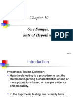 One Sample: Tests of Hypothesis: Week 4-1