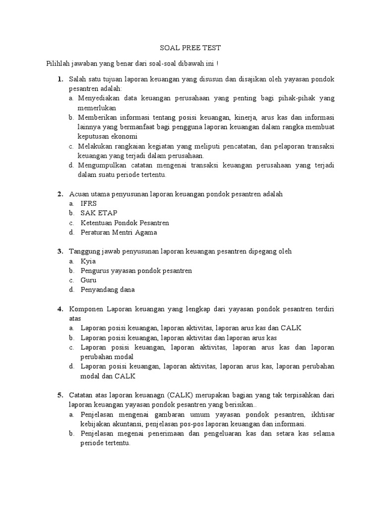 Soal Akuntansi Pesantren