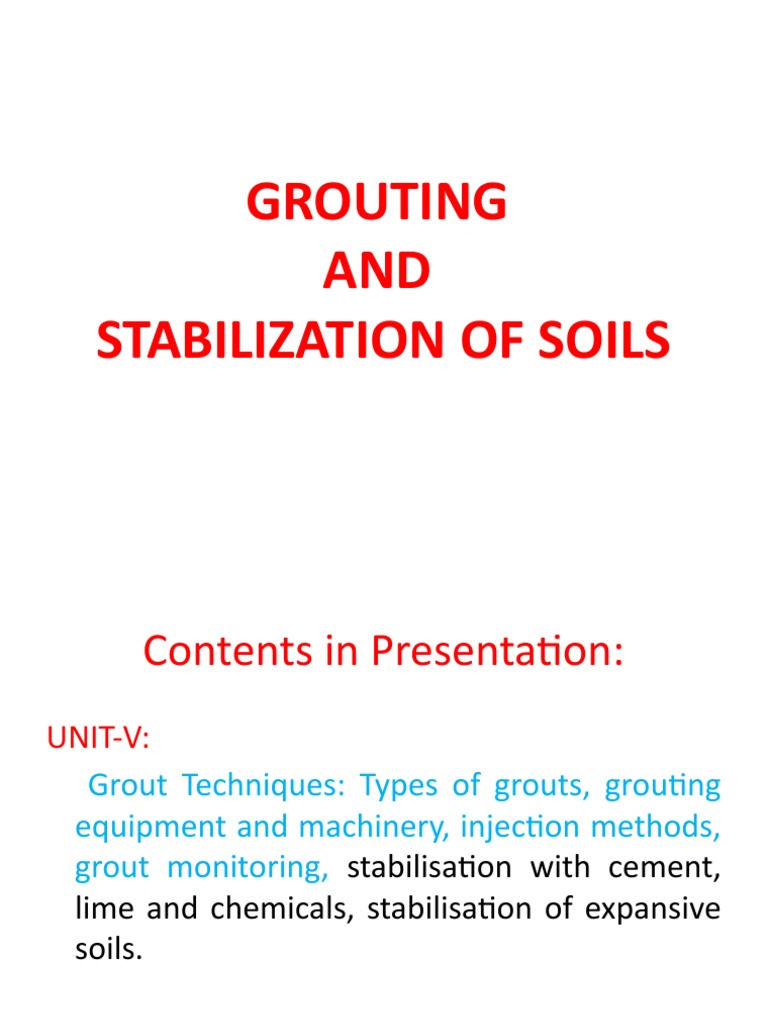 Grouting Techniques for Soil Stabilization | PDF | Suspension ...
