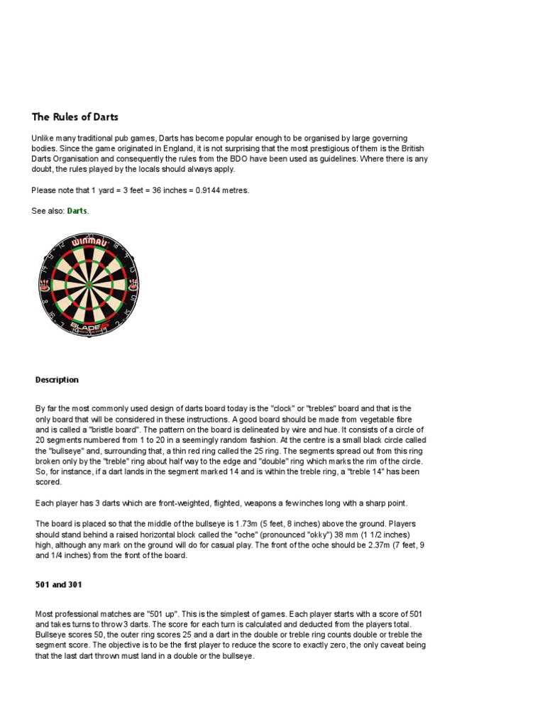 The Rules of Darts PDF PDF Bowling (Cricket) Sports