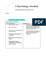 Unit 3 & 4 Psychology Checklist: 1. Cambridge 2019 Chapter 1 Questions Nervous System Functioning