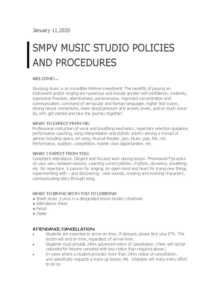 SMPV Music Studio Policies and Procedures January 11,2020 PDF