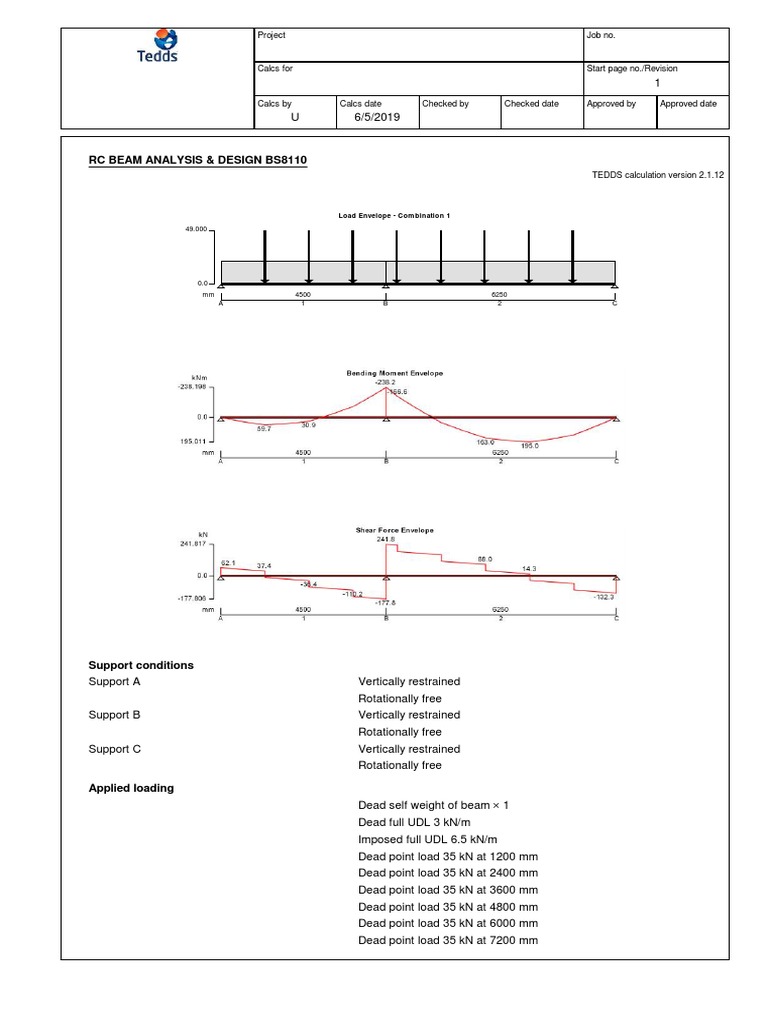 RC Beam Analysis & Design BS8110 | PDF | Beam (Structure) | Shear Stress