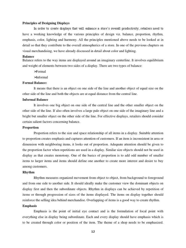 Principles of Displays PDF Merchandising Retail