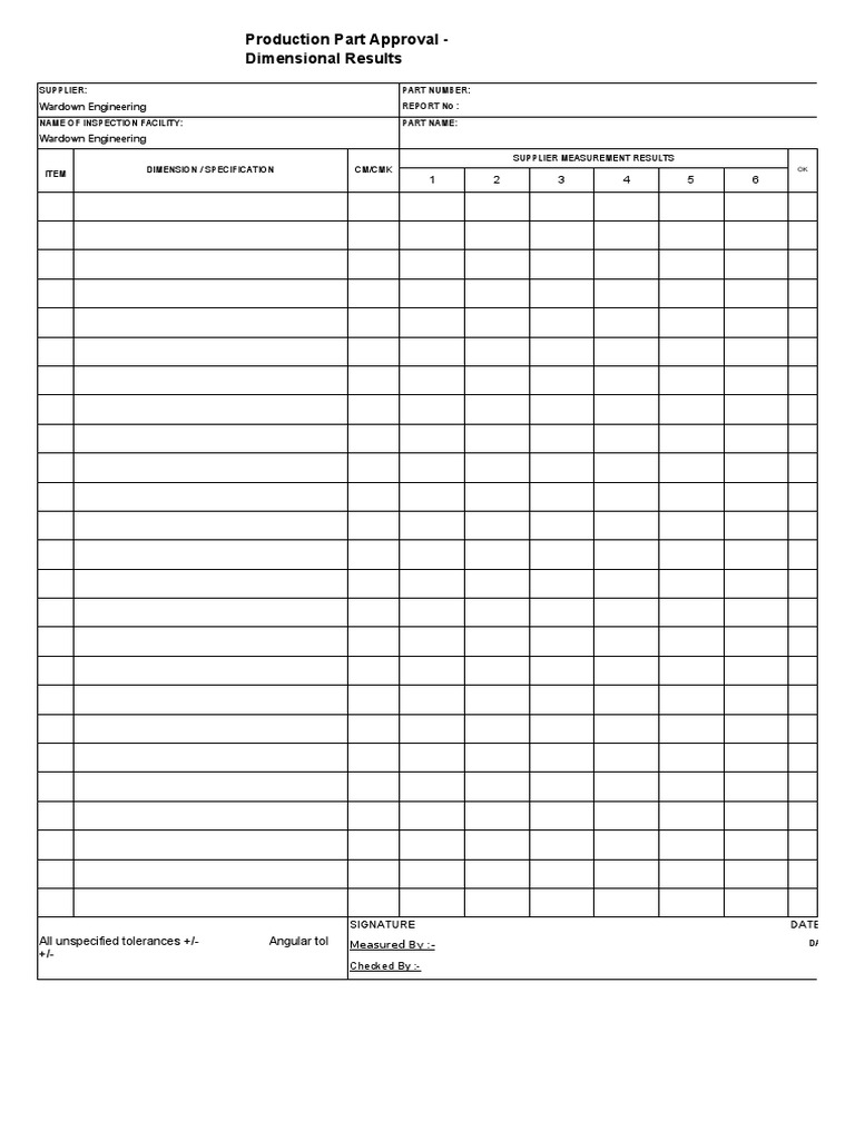Production Part Approval Results Report | PDF | Engineering | Evaluation