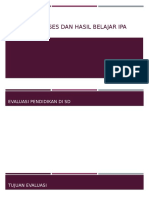 Evaluasi Proses dan Hasil Belajar IPA di SD