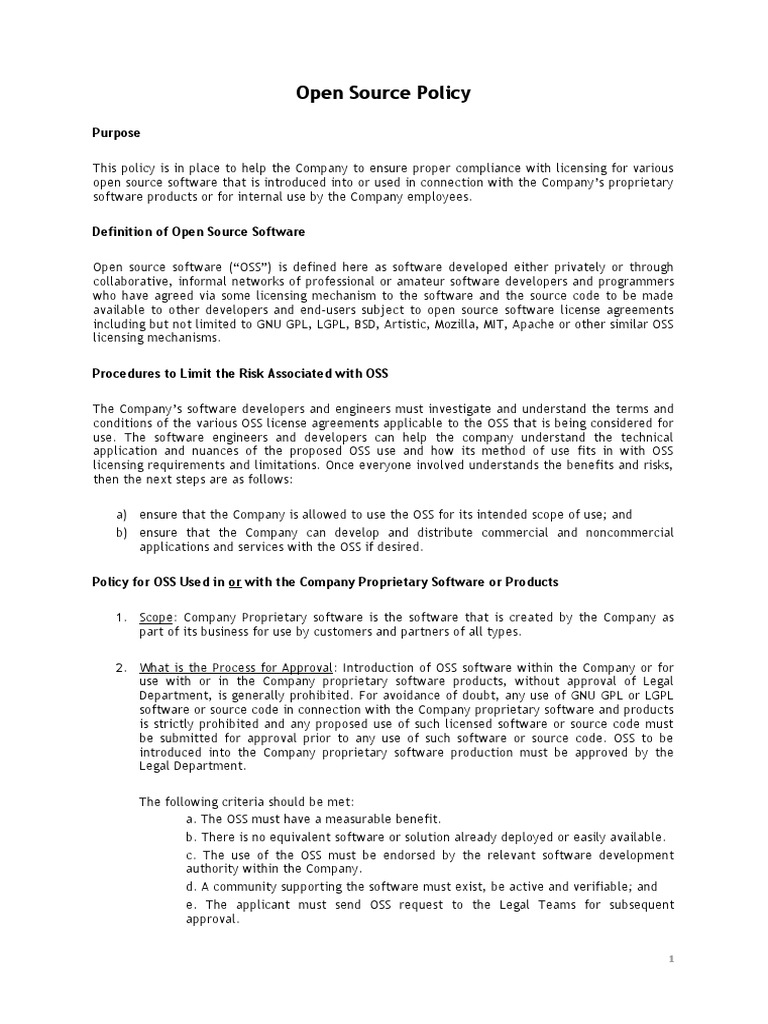 Open Source Policy | PDF | Free Content | Software