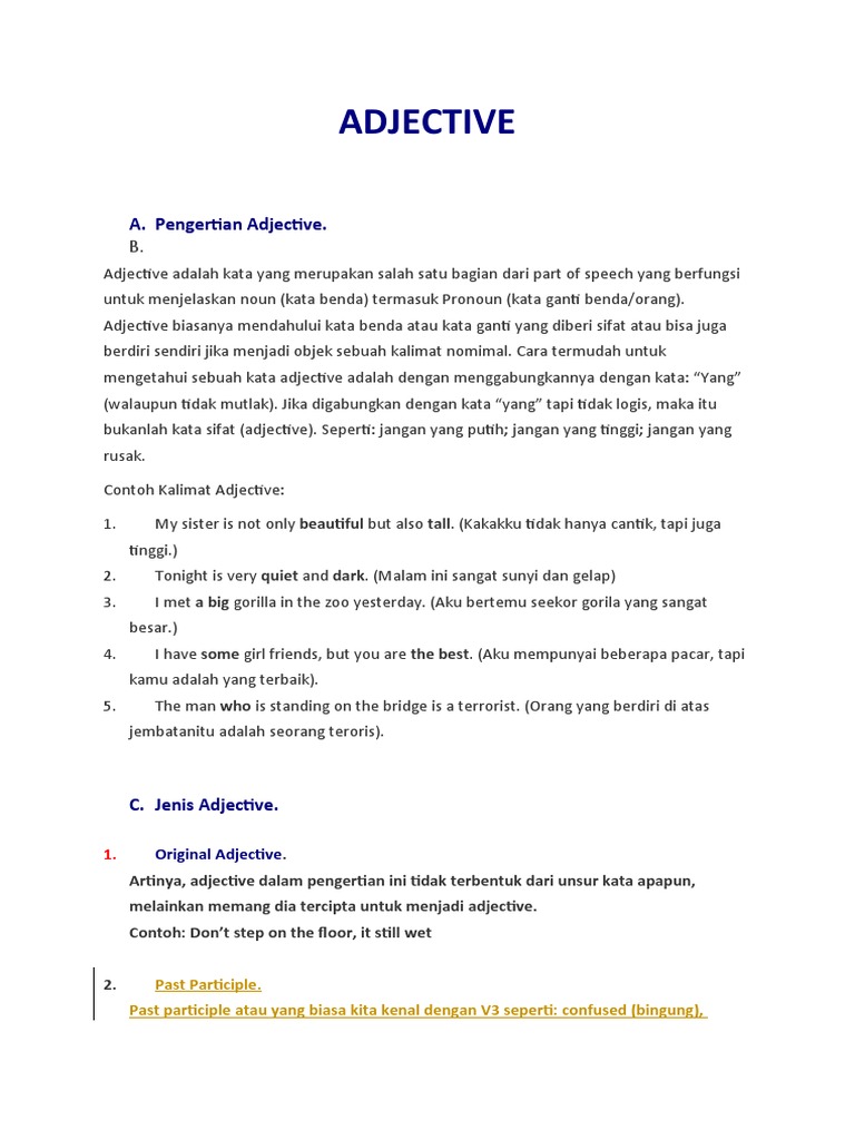 Adjective Properties Pdf
