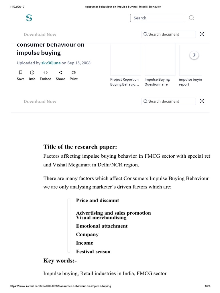 Consumer Behaviour On Impulse Buying - Retail - Behavior | PDF ...
