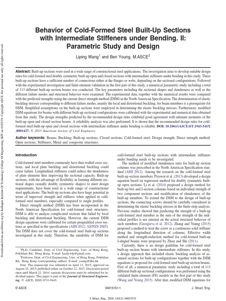 Behavior of Cold-Formed Steel Built-Up Sections With Intermediate ...