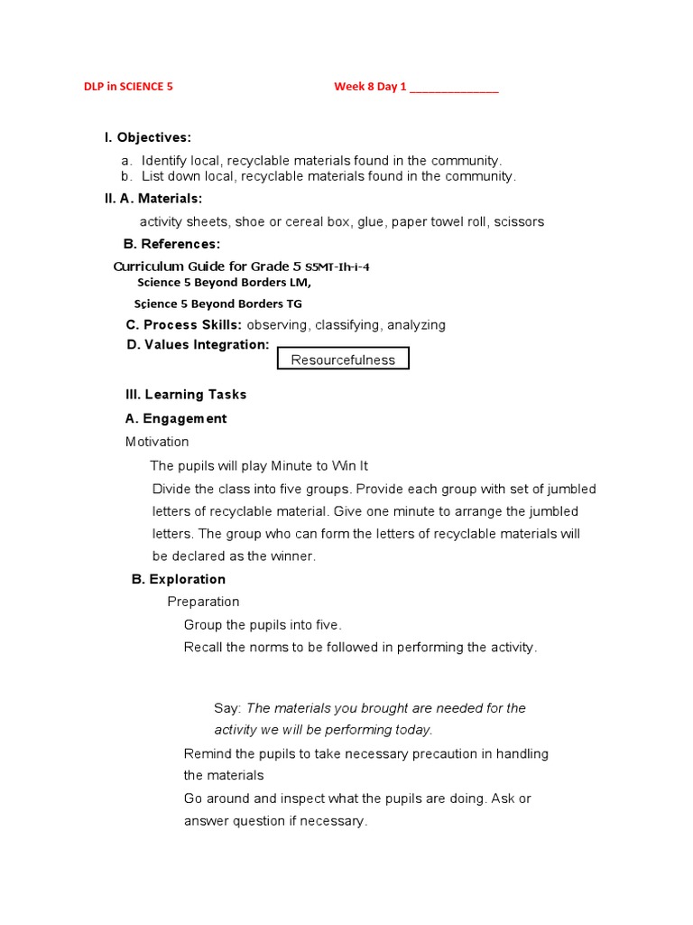Recycling Activities for Science 5 Week 8 | PDF | Recycling | Waste