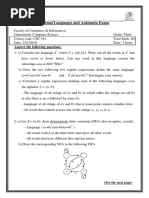 Formal Languages and Automata Exam: Answer The Following Questions