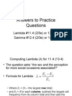 Answers to Practice Questions on Computing Lambda and Gamma Statistics
